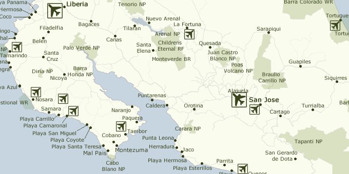 costa rica airports map Costa Rica Maps Where Is Costa Rica